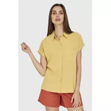 Camisa Manga Corta Con Dobladillo Amarillo Nicopoly