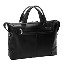 Slim Womens Laptop Briefcase Leather Small Black