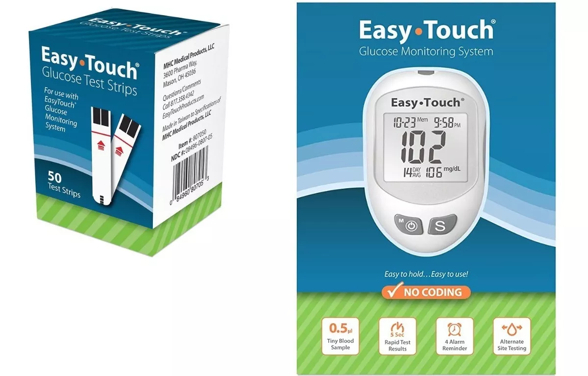 Glucometro Digital Glucosa Easy Touch + 50 Strips Tiritas