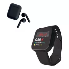 Smartwatch Bluetooth D20 Ultra Negro Y Audífono I12 Negro