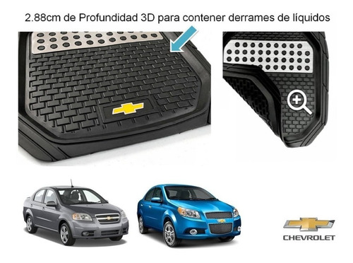 Tapetes 4pz Charola 3d Logo Chevrolet Aveo 2008 A 2018 Foto 5