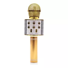 Microfono Inalambrico Karaoke Bluetooth Recargable Fiestas Color Dorado