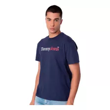 Camiseta Tommy Jeans Essential Multi Logo Azul Marinho