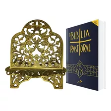 Nova Bíblia Pastoral E Suporte Bíblia Dourado - Kit Católico