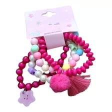 Kit C/10 Cartelas Pulseira Infantil Perola Pingente Atacado