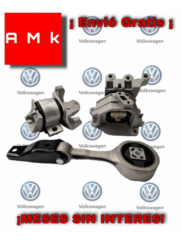 Kit 3 Soportes Motor Y Caja Vw Gol 1.6 Lt 2009-2019 Amk Bras Foto 2