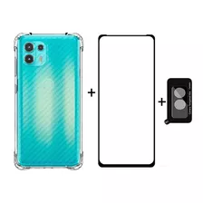 Capa Capinha + Pelicula Camera +p 3d Para Moto Edge 20 Lite Cor Transparente Anti Shock