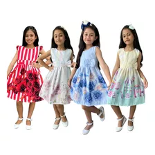 Kit 4 Vestidos Infantil Menina Festa Casual Blogueira Rodado