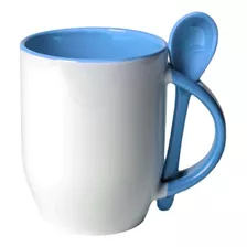 Taza Con Cuchara Colores Con Caja Para Sublimar Individual