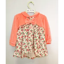 Vestido Infantil Plush Com Flores