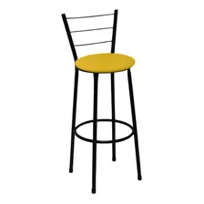 Banqueta Cadeira Média 60cm Para Cozinha Bar Balcão Fortmix Acabamento Da Estrutura Lacado Cor Amarelo