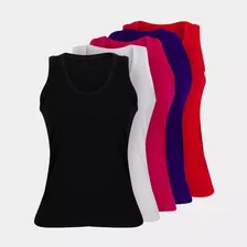 Kit 5 Regata Nadador Blusa Feminina Viscolycra Academia Lisa