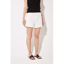 Short Sastrero De Lino Roll Up -off White - Koxis Mujer