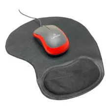 Kit Mouse Usb Vermelho+ Mouse Pad Com Apoio Para Punho Preto