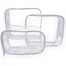 Organizador Necessaire Transparente Kit 3 Pçs Viagem Passeio