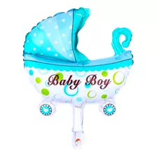 5 Globos Metálicos 36 Cm Cariola Azul Baby Boy