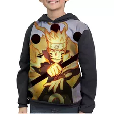 Moletom Infantil Naruto Uzumaki Chakra Amarelo Mangá Anime