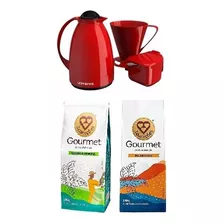 Kit Café Gourmet + Garrafa Térmica Açucareiro E Coador