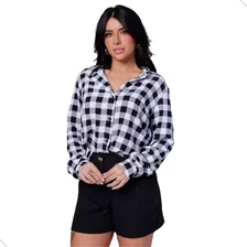 Camisa Feminina Xadrez Tecido Não Flanelado Novidade