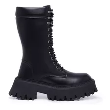 Coturno Bota Feminino Tratorado Cano Alto Inverno 