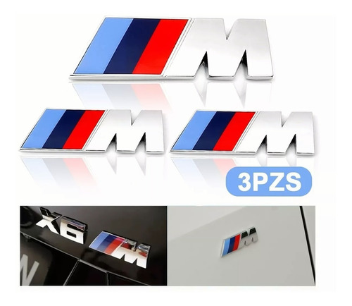 3pk Emblema Adhesivo Para Bmw M Power De Metal De Tres Color Foto 2