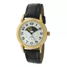 Reloj Hombre Peugeot 3032a Cuarzo 38mm Pulso Negro En Cuero