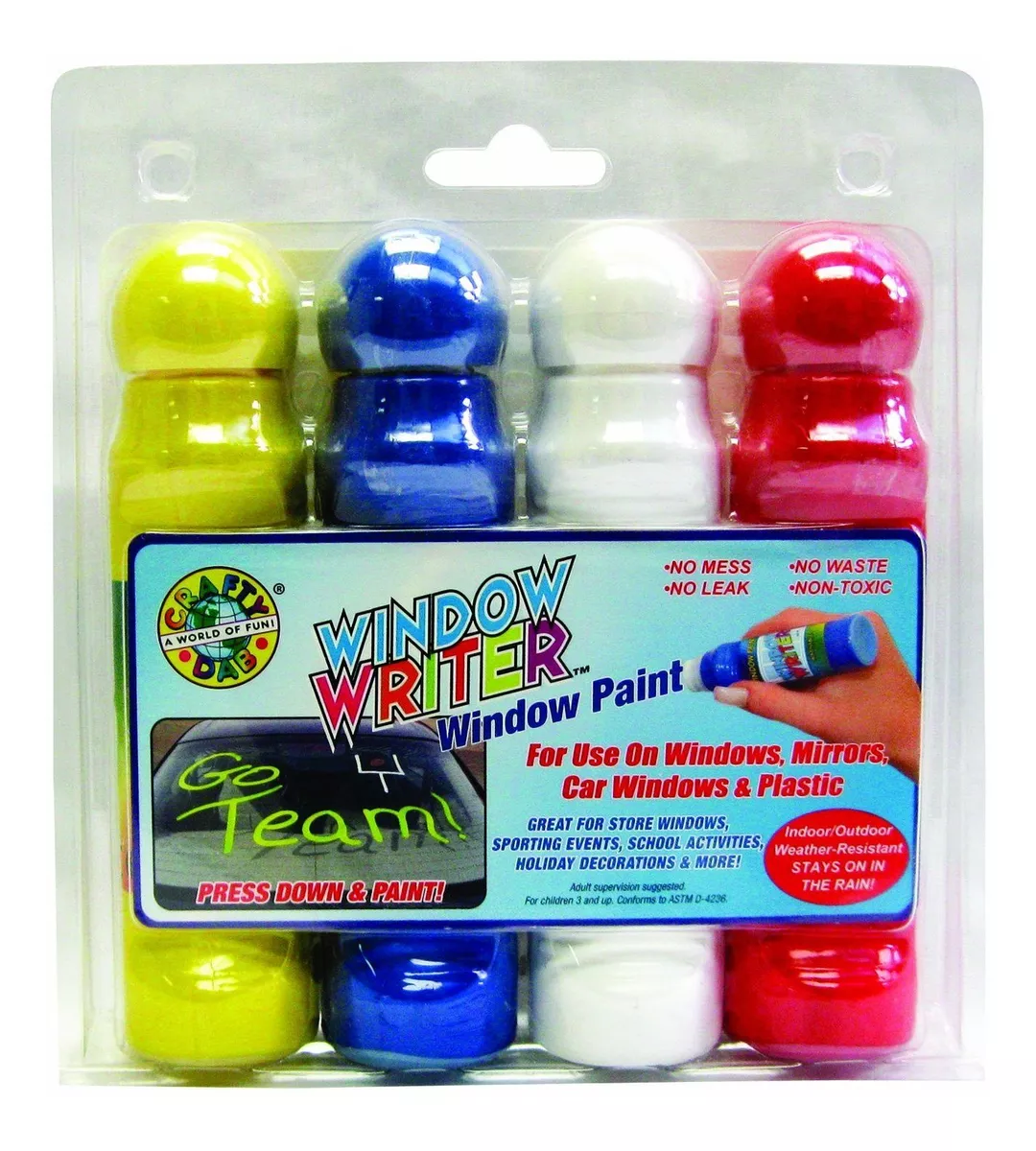 Crafty Dab Window Writer - Paquete De 4 Clamshell.