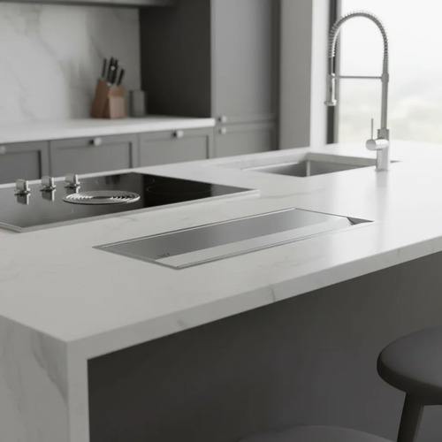Tampa Lixeira Retangular De Embutir Bancada Inox 10,5 L Cinza