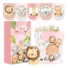 Kit Imprimible Animales Selva Safari Rosa Texto Editable