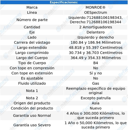 Par Amortiguadores Delanteros Gas Oespectrum Taurus 10-12 Foto 3