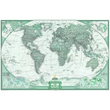 Mapa Mundi Super Grande 65x100cm Esverdeado - Tons De Verde 