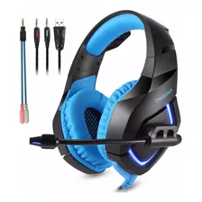 Audífonos Gamer Onikuma Gamer K1-b K1 Black Y Blue Con Luz Led