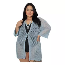 Saída De Praia Camisetão Kimono Tricot Plus Size Novidade