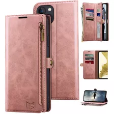 Funda Suanpot Para iPhone 14 Plus Leather Wallet Rosé Gold