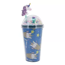 Vaso Trendy Doble Capa Con Sorbete Y Tapa Unicornios