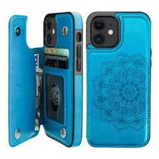 Funda Para iPhone 12 - Azul Con Tarjetero