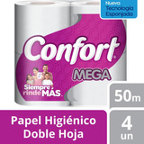 Papel HigiÃ©nico Confort Mega 4 Un 50 Mt