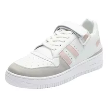 Tenis Casual Blanco Gris Para Mujer 3010 O-i