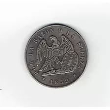 Serie De 7 Monedas De Chile, Un Peso, 1853-1862. Jp