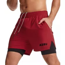 Gym Short Con Licra Deportiva 2 En 1 Correr Calidad Asrv Bk