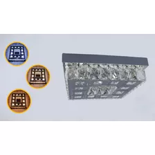 Lustre Cristal Led Sobrepor Quadrado Controle Dimerizável