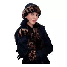 Kit Pelúcia Luva Cachecol Touca Inverno Gorro Gola Frio