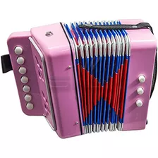 Cielo Acordeon Color Rosa Claro 7 Boton 2 Bajo Instrumento