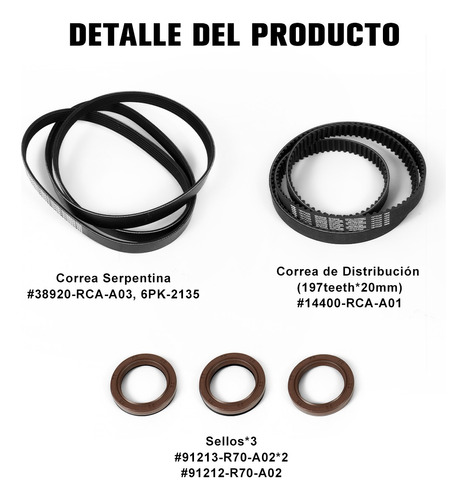 Kit Distribucion Bomba Agua Honda Accord Odyssey Pilot Acura Foto 4