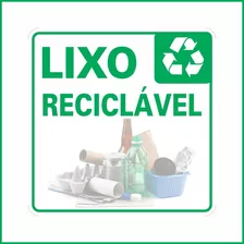 Adesivo Lixo Reciclável E Lixo Orgânico 15x15cm - Kit 6 Pçs