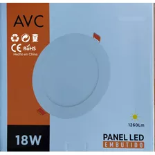 Foco Panel Led Embutido Redondo 18w Luz Dia Avc