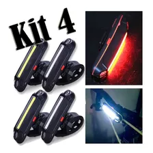 Kit 4x Lanterna Bicicleta Recarregável Led Luz Forte Farol