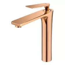 Torneira Monocomando Alta Para Banheiro Rosé Gold Brilhante