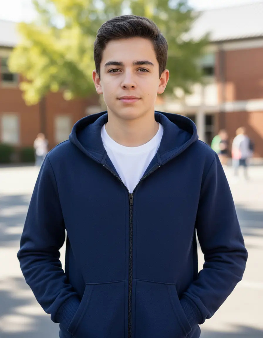 Campera Canguro Algodon  Friza Lisa Colores Colegial T4 A 18