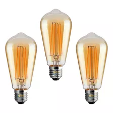 Pack 3 Lamparas Led Multi Filamento Vintage Pera 6w Chiaro